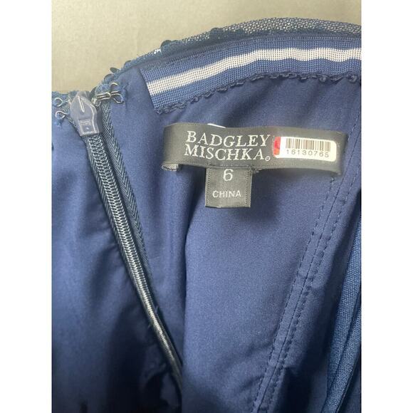 Badgley Mischka Navy Sequin Jumpsuit Womens 6 Formal Gala Evening - Picture 10 of 10